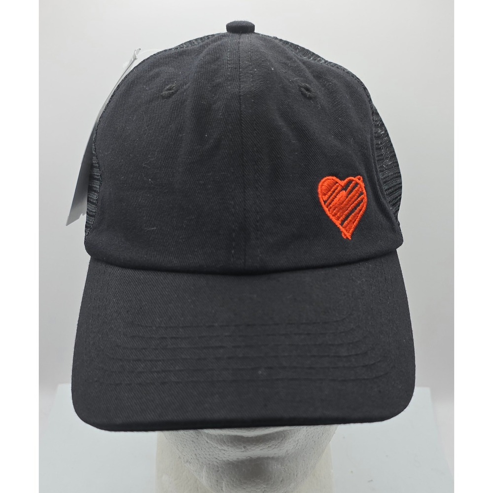 Sideline Authentic Brand Black Trucker Hat Strapback Cap Heart‎ Go Red Lanie NWT